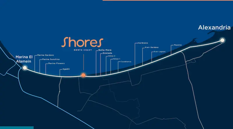 خريطة Shores الساحل الشمالي