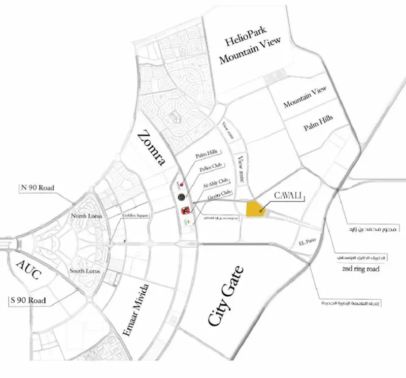 خريطة كمبوند Cavali Residence New Cairo